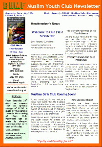 Muslim Youth Club Newsletter - Issue 1